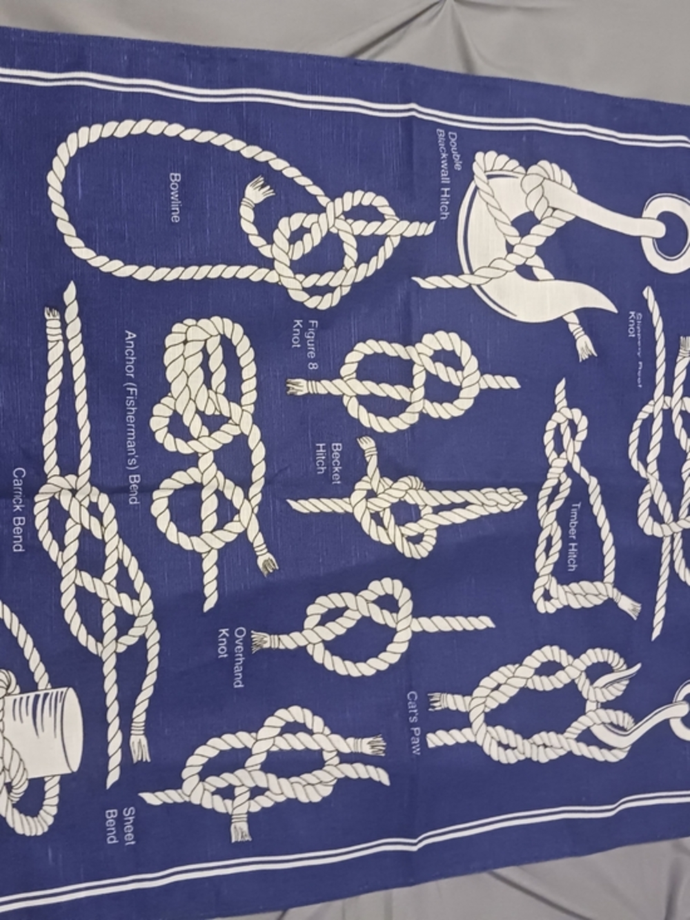 Nautical Rope Knot Decorative Tea Towel Navy/ White Czech Republic 19.5 X 26"